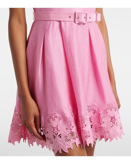 Rebecca Vallance Pink Petalite Lace-Trimmed Minidress