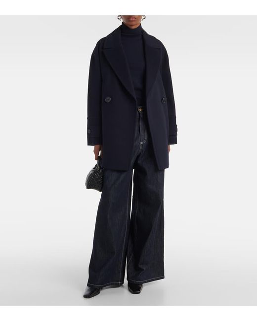 Max Mara Blue Treviso Wool Turtleneck Sweater