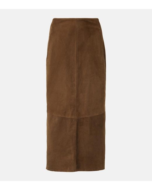 Vince Brown Suede Pencil Skirt