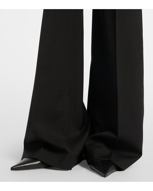 Sportmax Blue Virgin Wool Flared Pants