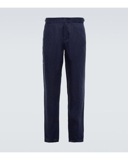 Orlebar Brown Blue Griffon Linen Pants for men
