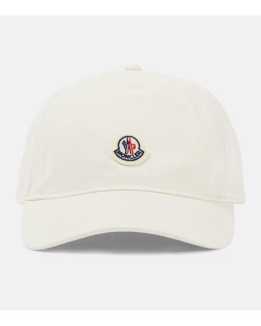 Moncler White Logo Cotton Gabardine Baseball Cap