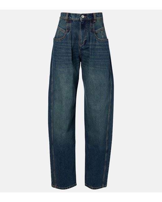 Isabel Marant Blue Lishaga Barrel-Leg Jeans