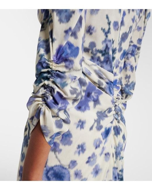 Isabel Marant Blue Albini Floral Silk-Blend Midi Dress
