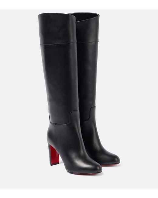 Christian Louboutin Black Loo 85 Leather Knee-High Boots