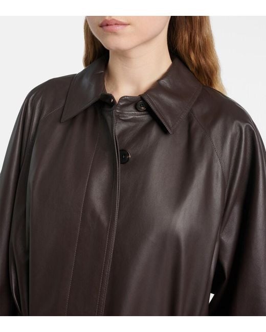 The Row Gray Ryota Leather Coat