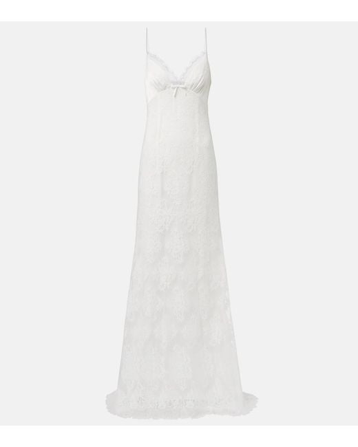 Self-Portrait White Strappy Floral Lace Gown