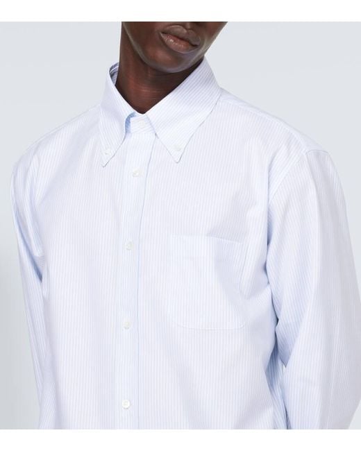 Camicia Oxford Agui in cotone a righe di Loro Piana in White da Uomo