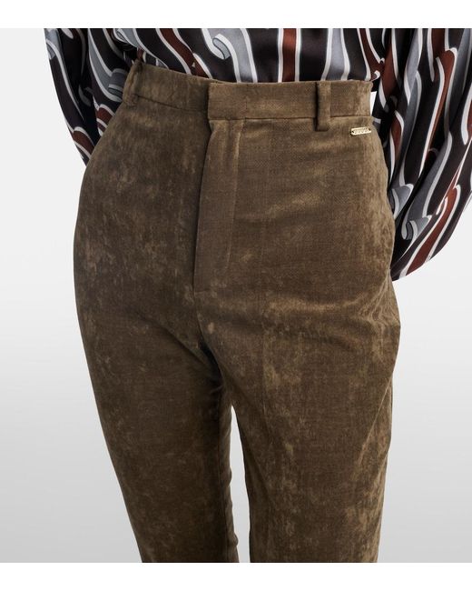 Gucci Brown Cotton-Blend Velvet Leggings