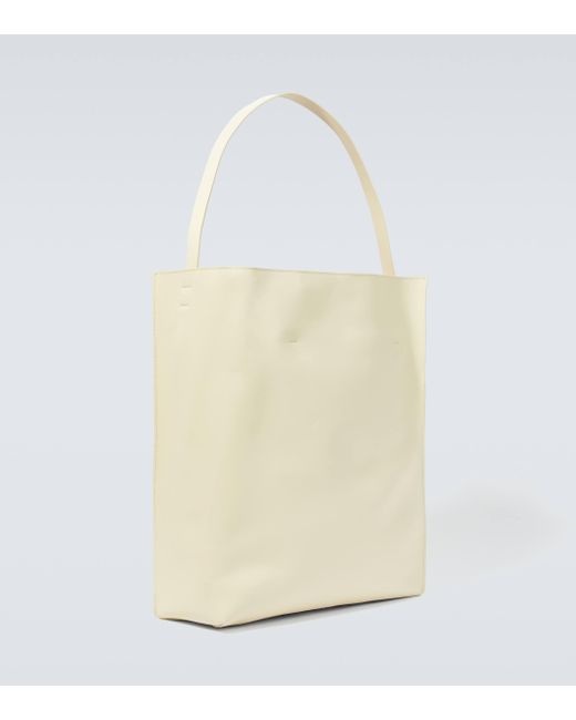 Marni White Small Logo Leather Tote Bag for men