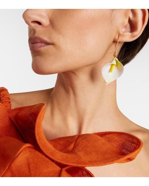 Jennifer Behr White Alexia Floral Drop Earrings