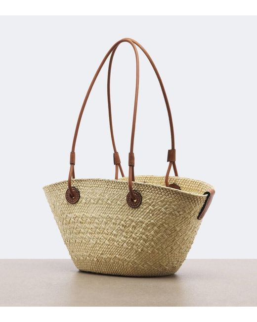 Loewe White Anagram Small Leather-Trimmed Basket Bag