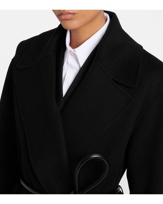 Sportmax Black Belted Oversized Virgin Wool Wrap Coat