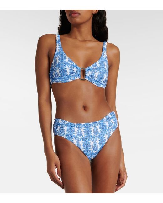 Melissa Odabash Blue Bedrucktes Bikini-Oberteil Bel Air