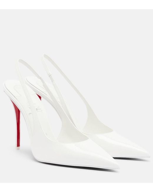 Christian Louboutin White Miss Z Patent Leather Slingback Pumps