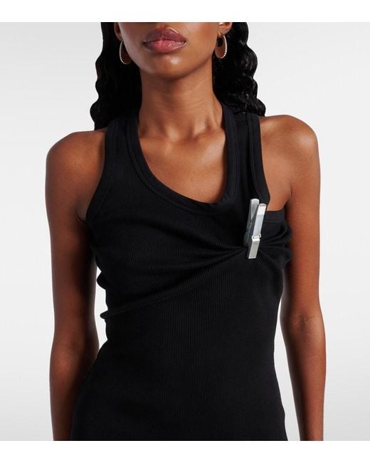 Coperni Black Washing Clip Cotton Jersey Minidress