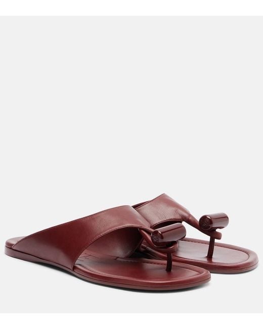 Loewe Brown Toggle Leather Thong Sandals
