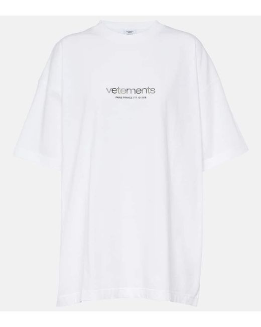 T-shirt in jersey di cotone con logo di Vetements in White