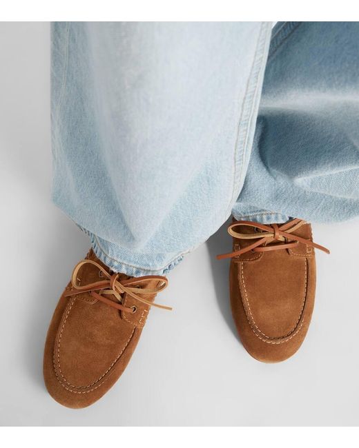 Hogan Brown H693 Suede Boat Shoes