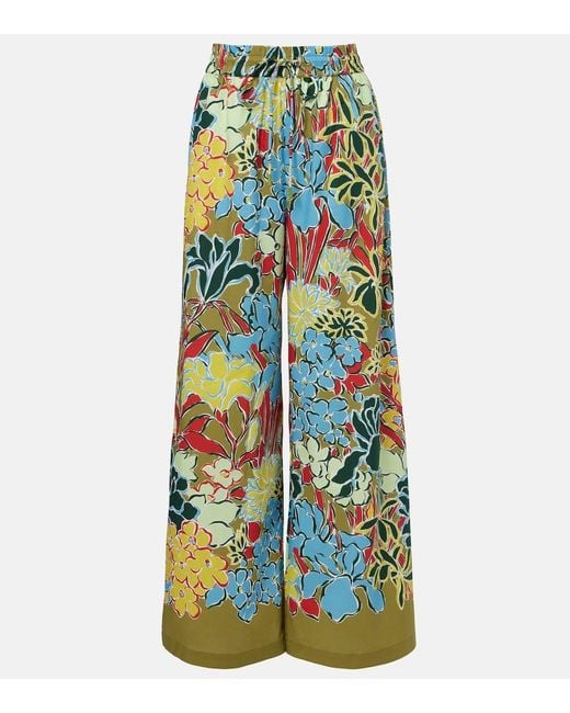 ALÉMAIS Blue Solstice Cotton-Blend Wide-Leg Pants