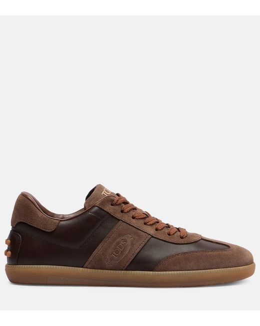 Tod's Brown Tabs Suede And Leather Sneakers