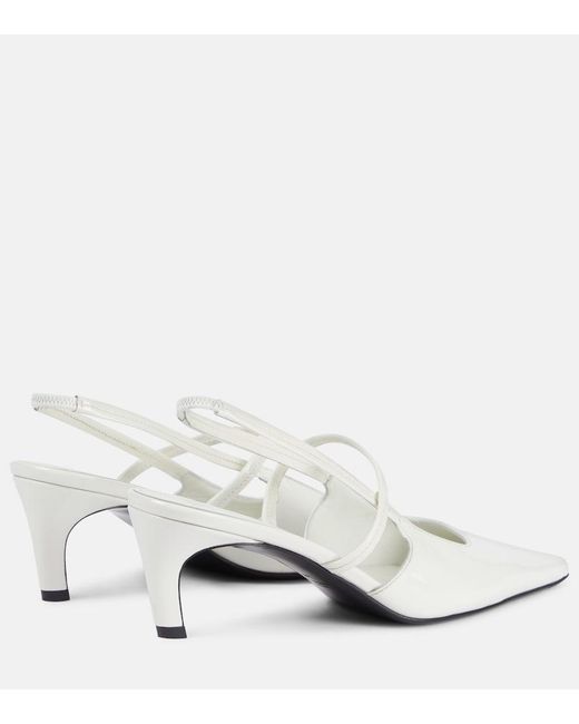 Totême White Sharp 50 Patent Leather Slingback Pumps