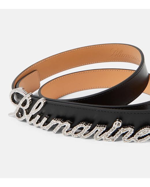 Cinturon de piel con logo adornado Blumarine de color Black