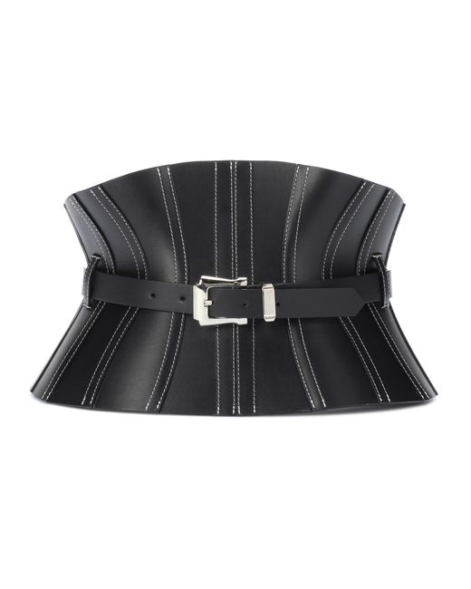 Mugler Black Leather Corset Belt