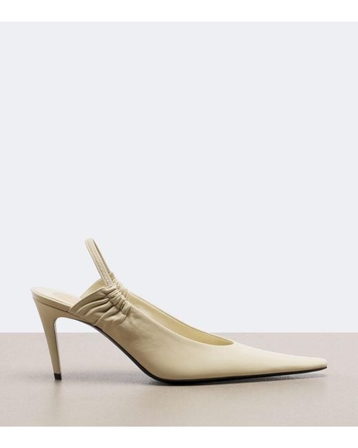 Saint Laurent White Anne-Marie Leather Slingback Pumps
