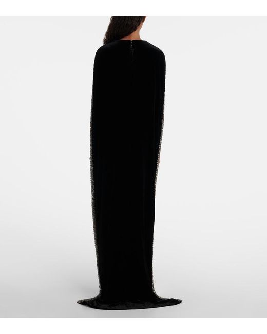 Roland Mouret Black Caped Embellished Velvet Gown