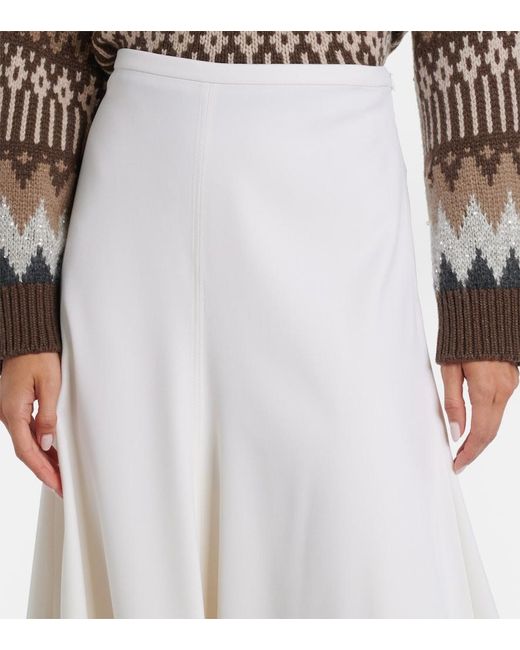 Brunello Cucinelli White Wool Midi Skirt