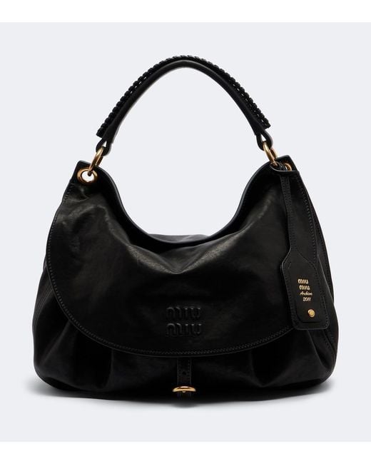 Miu Miu Black Rendez‑Vous Leather Top-Handle Bag