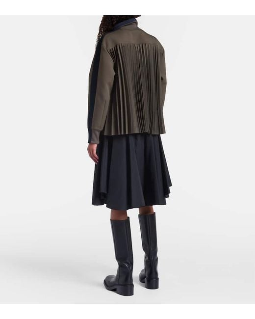 Sacai Green Jacke Aus Matelasse Und Twill
