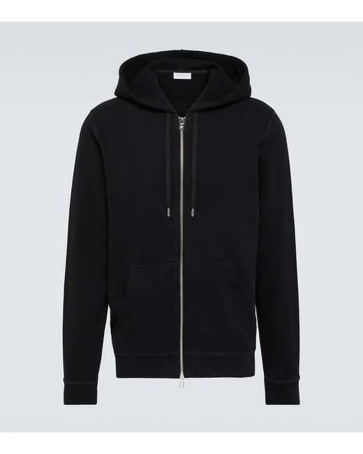 Sunspel Black Loopback Cotton Hoodie for men