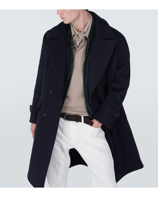 Brioni Blue Wool Overcoat for men