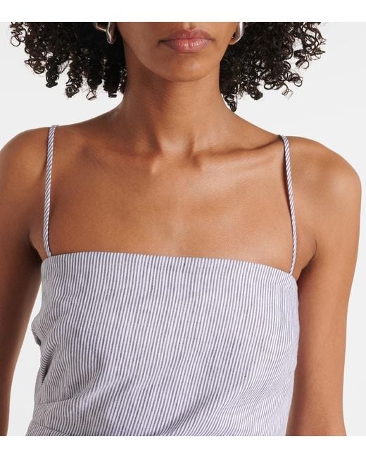 Vince Purple Cotton And Linen Midi Dress