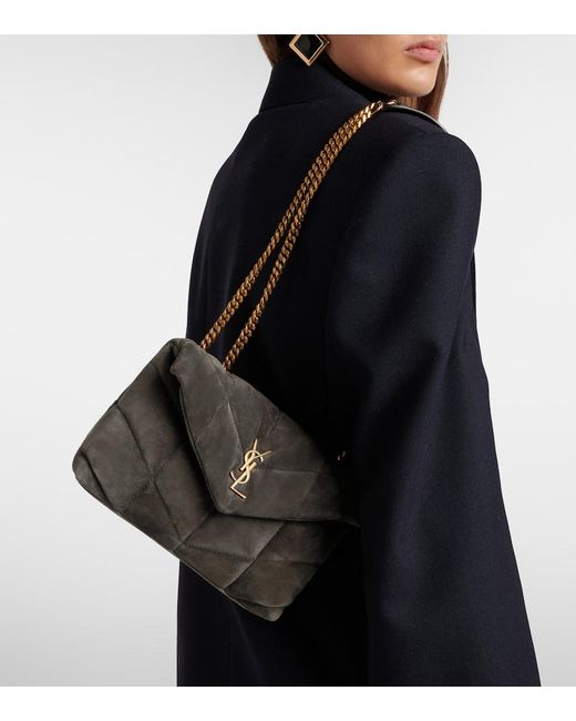 Saint Laurent White Puffer Toy Suede Shoulder Bag