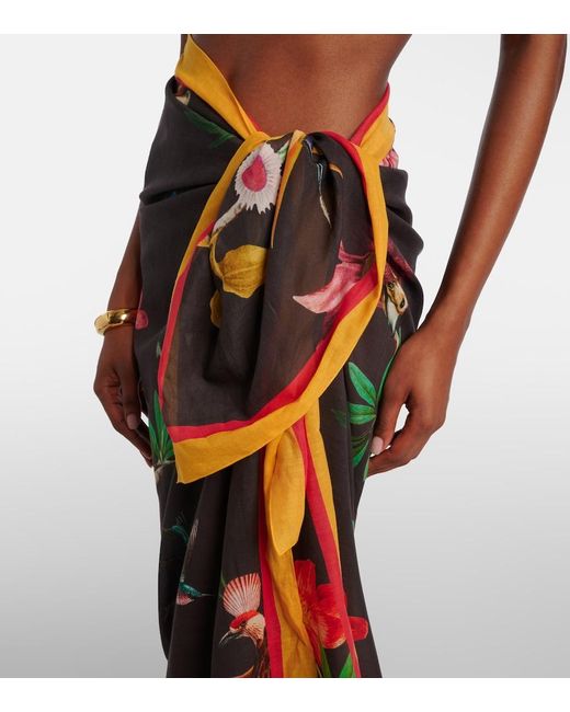 LaDoubleJ Red Zooflora Placee Cotton Beach Cover-Up