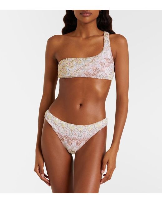 Missoni Pink Lame One-Shoulder Bikini