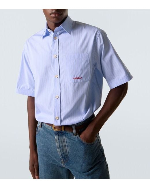 Valentino Blue Striped Cotton Shirt for men