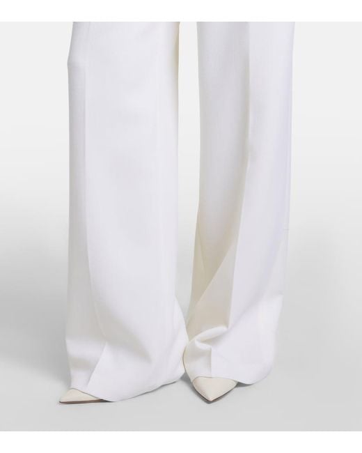 Gabriela Hearst White Norman Belted Virgin Wool Wide-Leg Pants