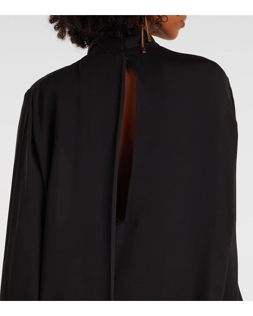 Tom Ford Black Draped Silk Satin Blouse