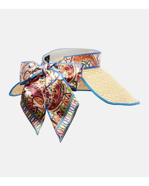 Etro White Logo Straw Visor