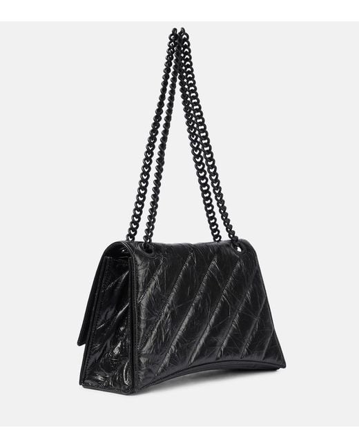 Balenciaga Black Crush Medium Leather Shoulder Bag