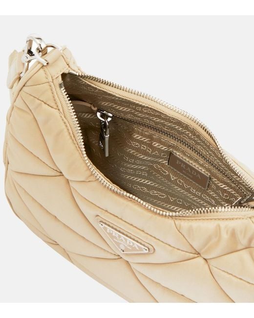 Prada Natural Padded Re-Nylon Shoulder Bag