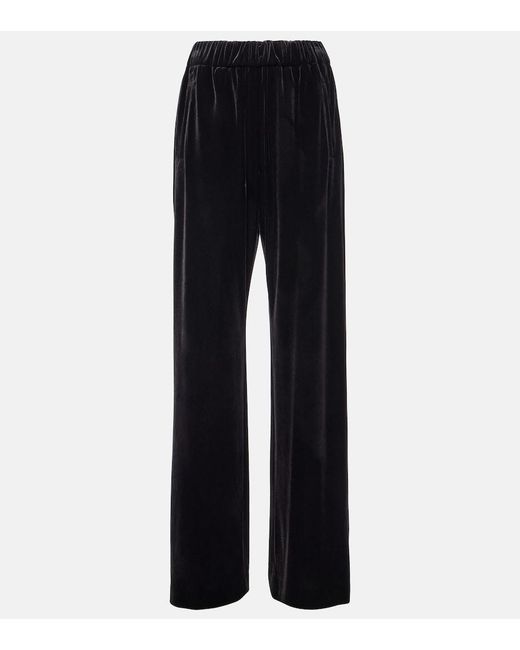 Dolce & Gabbana Blue High-Rise Velvet Wide-Leg Pants