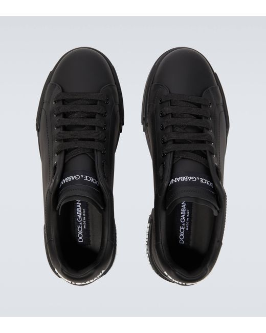 Dolce & Gabbana Black Logo Leather Sneakers for men