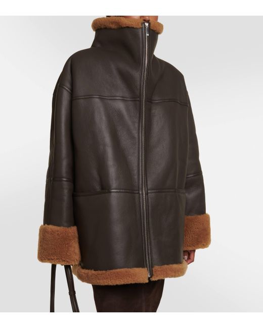 Totême  Black Signature Shearling-lined Leather Jacket