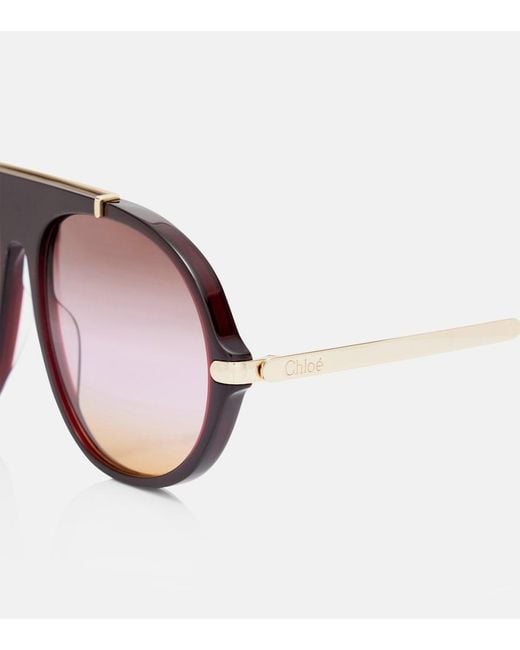 Chloé Brown Aly Aviator Sunglasses