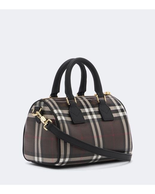 Burberry Black Check Mini Canvas Bowling Bag